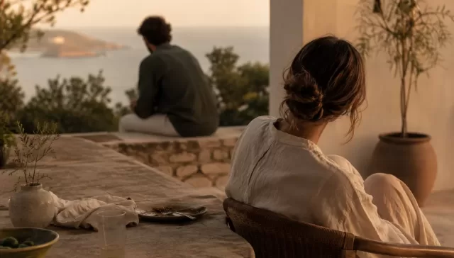 Pareja con problemas de convivencia relacionados con una adicción durante las vacaciones de verano